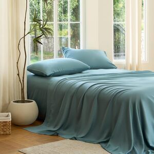 NWT Sijo DOZ Bamboo Sheet Set 4 PC- 2 Pillowcases 2 Sheets Teal Queen
